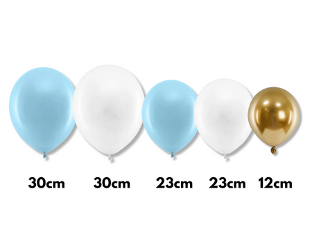 Balloon garland - blue, white and gold Glossy - 108 pcs.