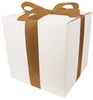 WHITE CARDBOARD BOX - with light gold ribbon - 30x30x30cm