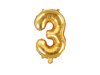 Foil balloon - Number "3" - Gold - 35 cm 