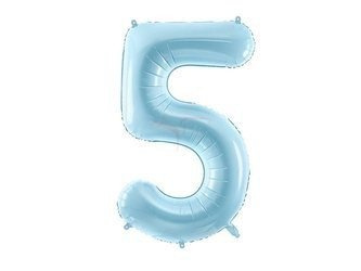 Foil balloon - Number "5" - Light blue - 86cm