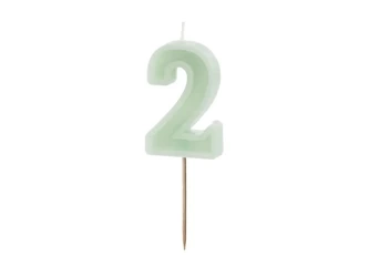 Birthday candle - Number 2 - Green - 6cm