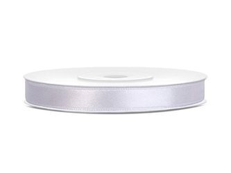 Satin ribbon - White - 6 mm x 25 m