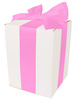 WHITE CARDBOARD BOX - with pink ribbon - 15x15x20cm