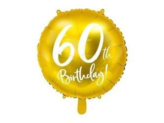 Foil Balloon - Round - 60th Birthday! - Gold - 45cm