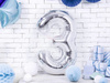 Foil balloon - Number "3" - Silver - 86 cm