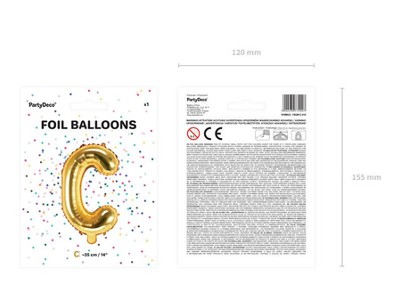 Foil balloon - Letter "C" - Gold - 35 cm