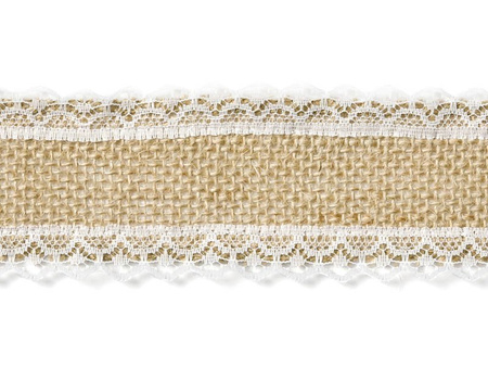 Decorative ribbon - Jute with lace - 5 x 500 cm