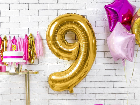 Foil balloon - Number "9" - Gold - 86 cm