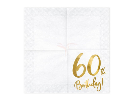 Paper napkins - 60th Birthday! - White - 33x33cm - 20 pieces