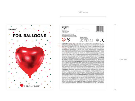 Foil balloon - Heart - Red - 72 x 73 cm