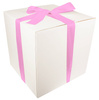 WHITE CARDBOARD BOX - with pink ribbon - 40x40x40cm