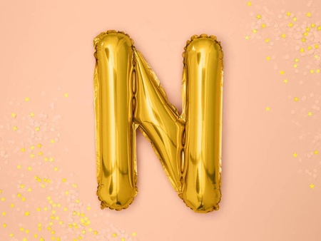 Foil balloon - Letter "N" - Gold - 35 cm