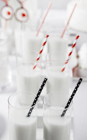 Paper Straws - White and Red - Slanted Stripes - 19.5 cm - 10 pieces