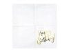 Paper napkins - Happy Birthday - White - Gold inscription - 20 pieces