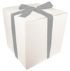 HUGE WHITE CARDBOARD BOX - with silver ribbon - 60x60x60cm