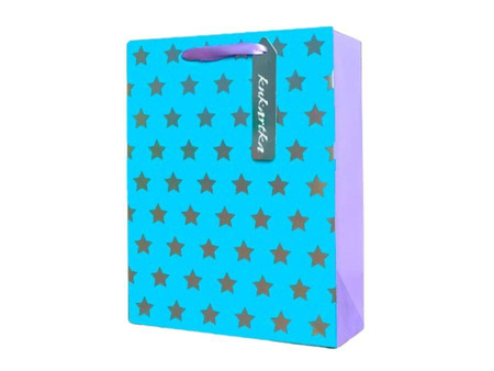 Gift bag - neon - blue with stars - 1 pc.