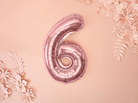 Foil balloon - Number "6" - Pink gold - 35 cm 