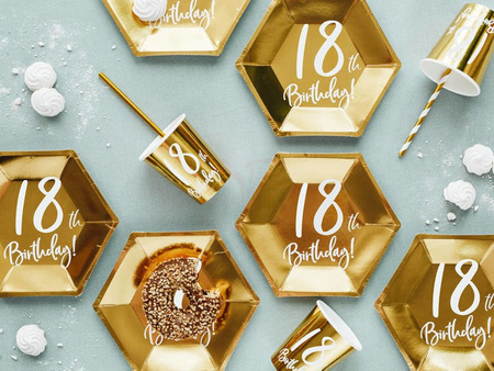 Birthday plates - 18th Birthday! - Gold - 6 pieces 