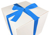 WHITE CARDBOARD BOX - with blue ribbon - 40x40x40cm