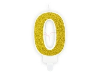 Birthday candle - Number 0 - Gold - 7 cm